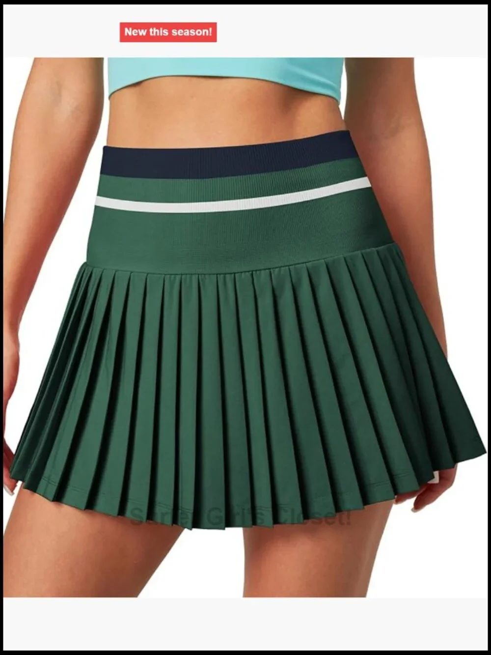 High Waisted Pleated Tennis Skort with Pockets, Breathable Mesh Liner